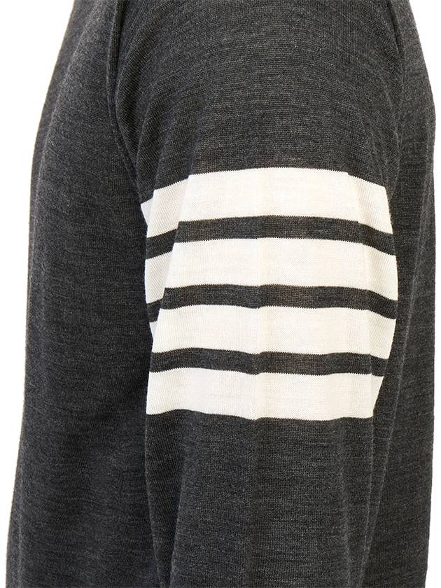 4 Bar Armband Classic Merino Wool Knit Top Dark Grey - THOM BROWNE - BALAAN 9