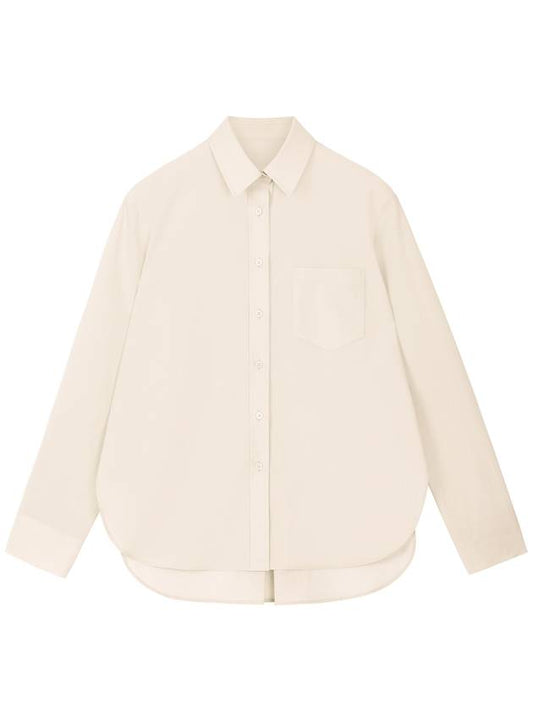 Helena Summer Linen Cotton Basic Oversized Fit Collar Long Sleeve Single Piece Shirt Apricot HELENA13AC - RAMUSTUDIO - BALAAN 1