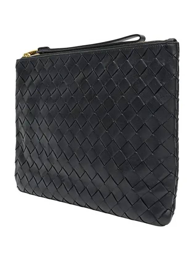 Intrecciato Medium Flat Pouch Bag Black - BOTTEGA VENETA - BALAAN 5