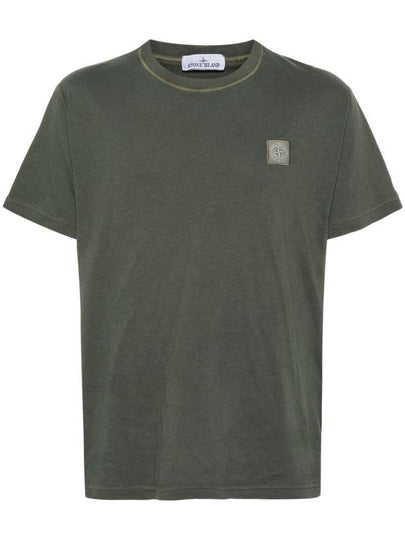 Organic Cotton Short Sleeve T-Shirt Sage Green - STONE ISLAND - BALAAN 2