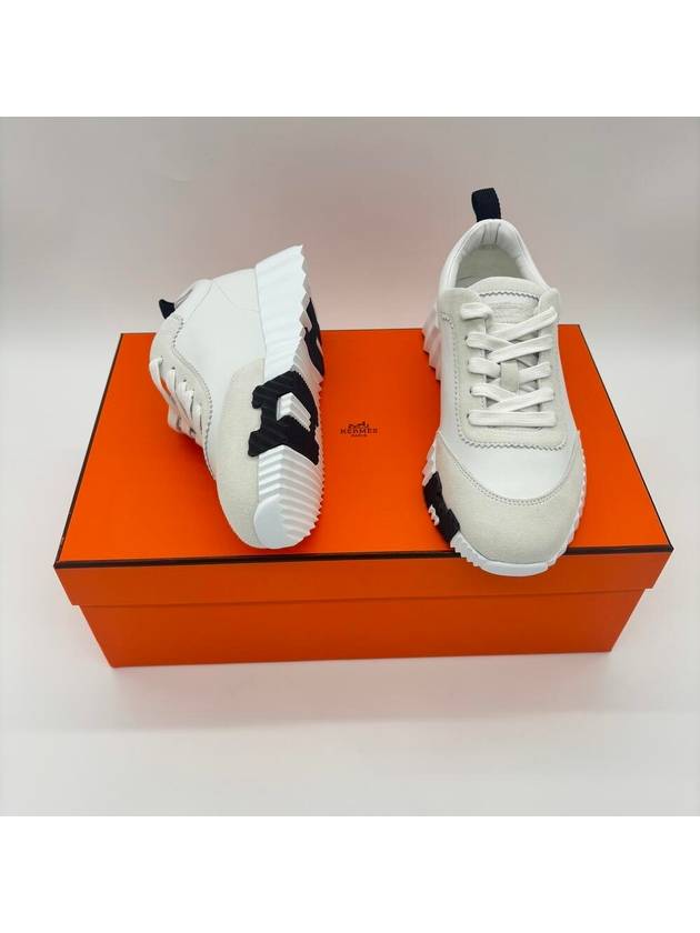 Bouncing Leather Low Top Sneakers Blanc - HERMES - BALAAN 3