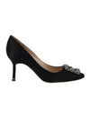 Hangisi Satin Jewel Pumps Heel Black - MANOLO BLAHNIK - BALAAN 1