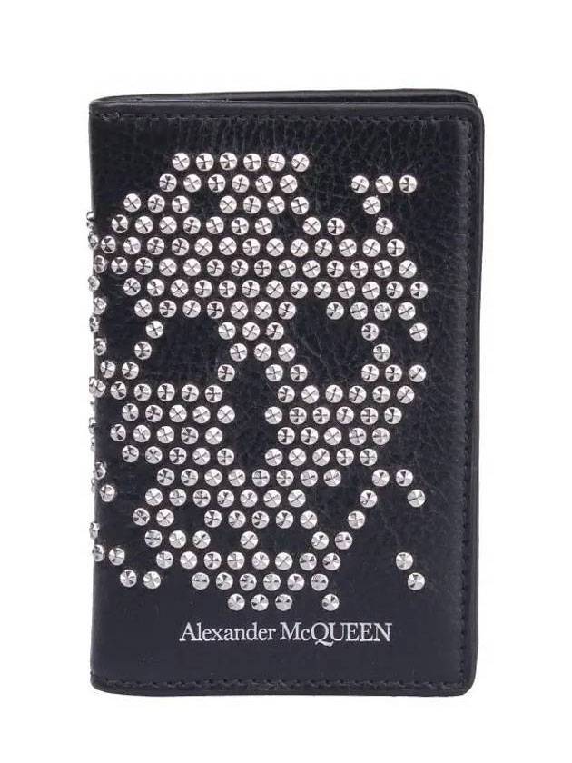 Skull Stud Card Wallet Black - ALEXANDER MCQUEEN - BALAAN 1