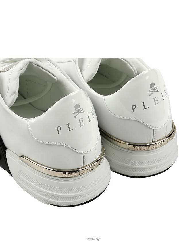 Kick Rubberized Leather Low Top Sneakers White - PHILIPP PLEIN - BALAAN.