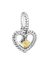 Honey Beaded Heart Dangle Bracelet Charm Yellow Silver - PANDORA - BALAAN 1