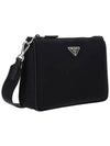 Triangle Logo Re-Nylon Saffiano Leather Shoulder Bag Black - PRADA - BALAAN 3