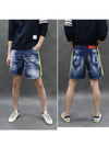 Men's Neon Logo Patch Denim Shorts Blue - DSQUARED2 - BALAAN 3