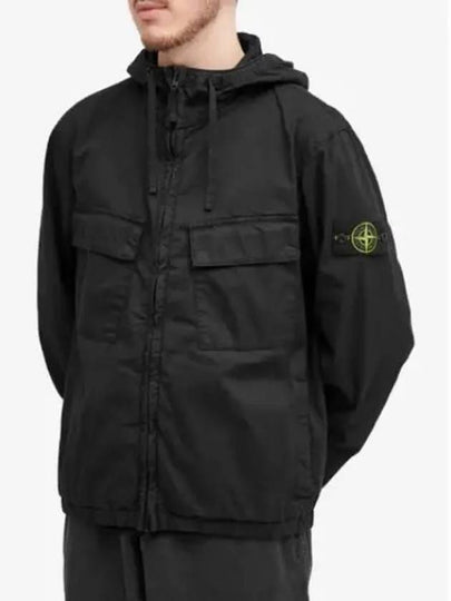 Cotton Twill Stretch Hooded Jacket Black - STONE ISLAND - BALAAN 2