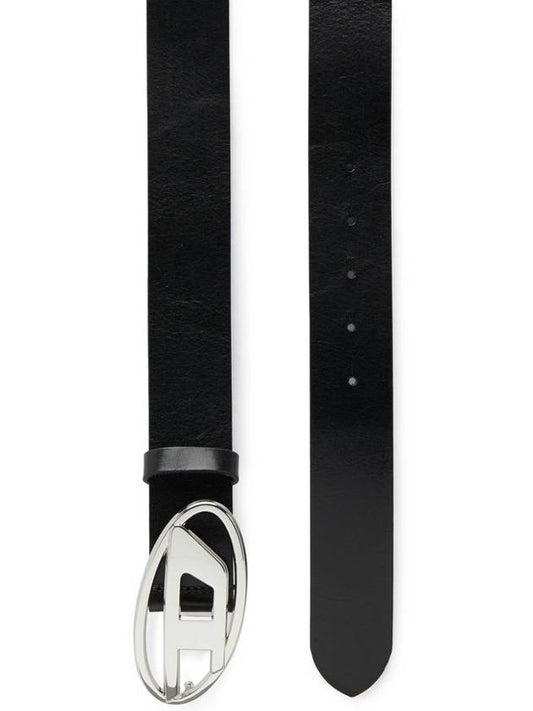 Diesel B 1DR W Leather Belt with D Buckle Black X08727PR666 - DIESEL - BALAAN 2