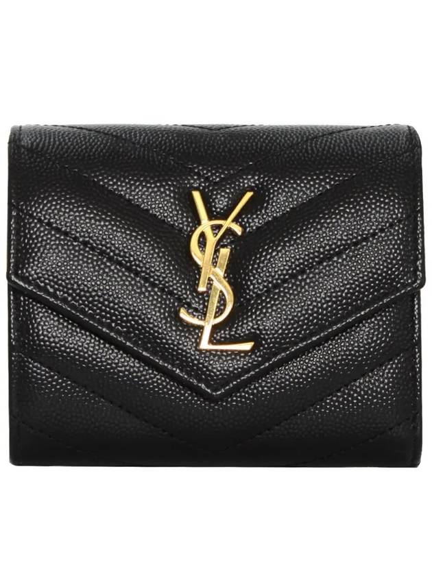 Monogram Cassandra Matelasse Half Wallet Black - SAINT LAURENT - BALAAN 2