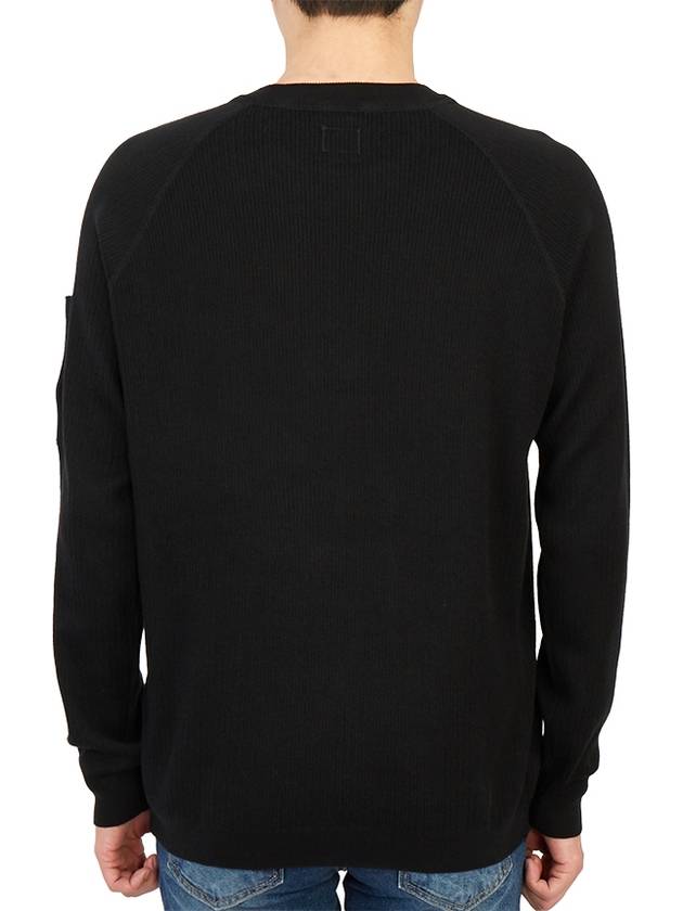 Lens Ribbed Crew Neck Knit Top Black - CP COMPANY - BALAAN 5