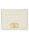 V Logo Signature Grainy Calfskin Card Wallet Ivory - VALENTINO - BALAAN 2