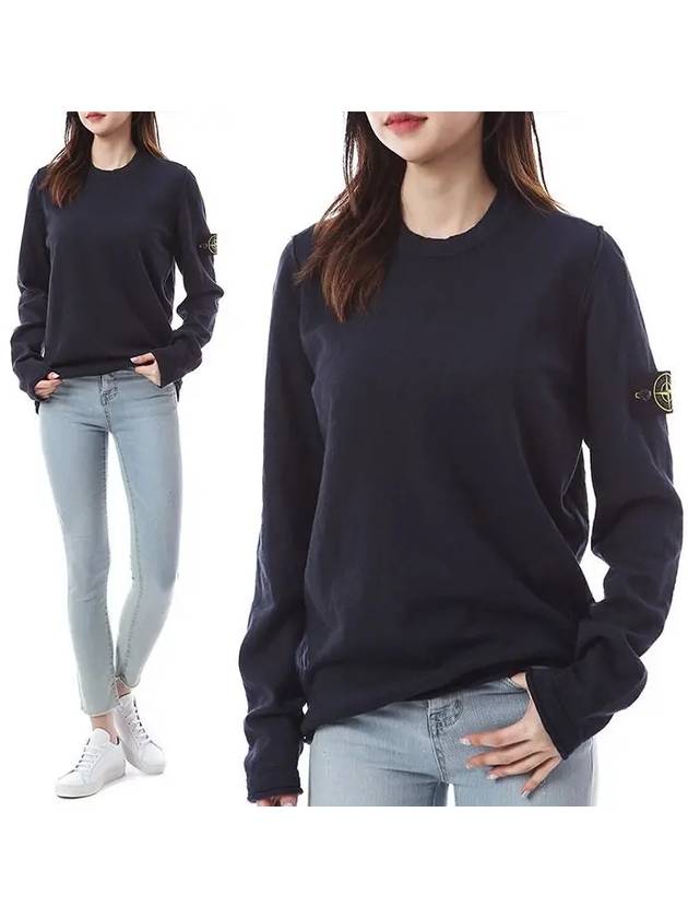 Wappen Patch Crew Neck Knit Top Navy - STONE ISLAND - BALAAN 3