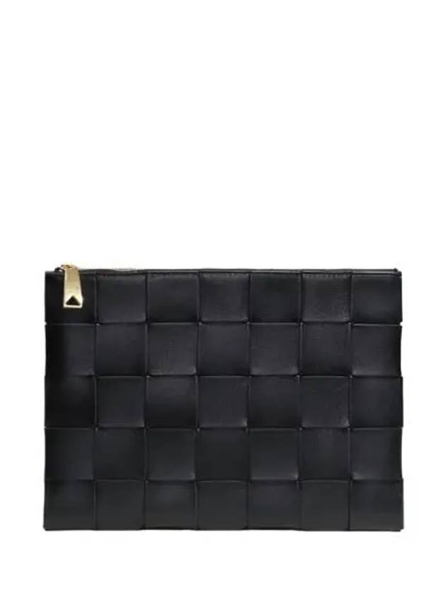 Cassette Intrecciato Medium Clutch Bag Black - BOTTEGA VENETA - BALAAN 2