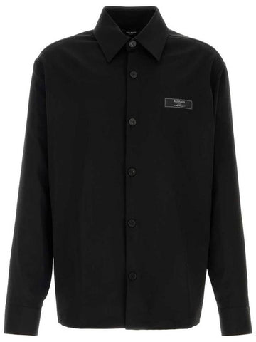 Balmain Wool Shirt With Logo Label - BALMAIN - BALAAN 1