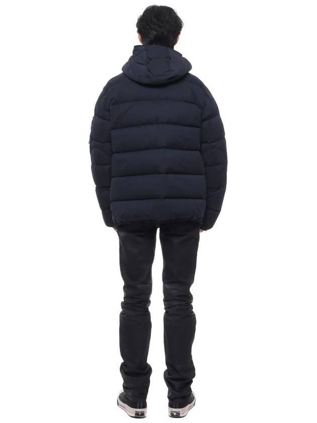 Seamless Logo Nylon Hooded Down Jacket Navy - STONE ISLAND - BALAAN 6