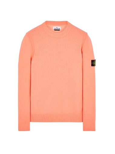 Wappen Patch Crew Neck Wool Knit Top Peach Orange - STONE ISLAND - BALAAN 1