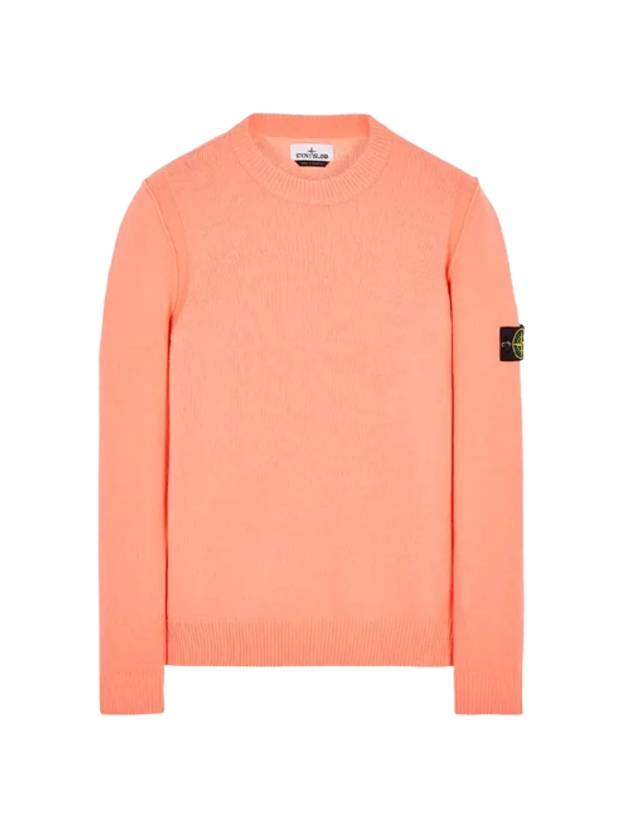 Wappen Patch Crew Neck Wool Knit Top Peach Orange - STONE ISLAND - BALAAN 1