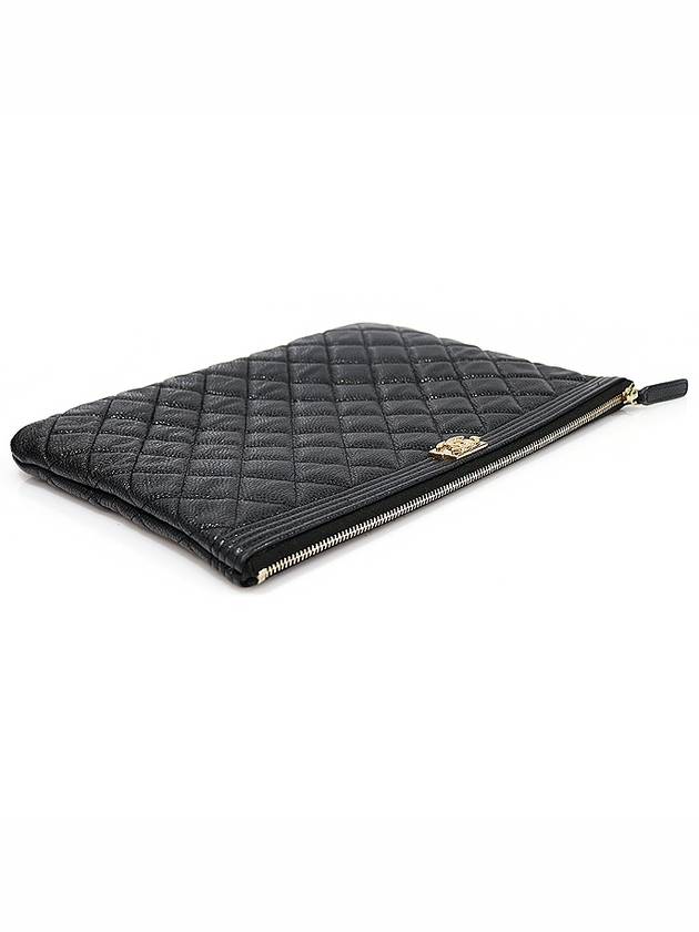 A84406 Black Grained Calfskin Gold Metal Boy New Medium Clutch 29th - CHANEL - BALAAN 4