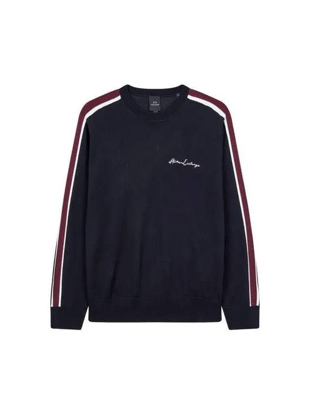 Men s side color combination line crew neck knit dark navy 271155 - ARMANI EXCHANGE - BALAAN 1