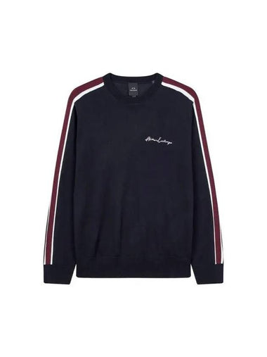 Men s side color combination line crew neck knit dark navy 271155 - ARMANI EXCHANGE - BALAAN 1