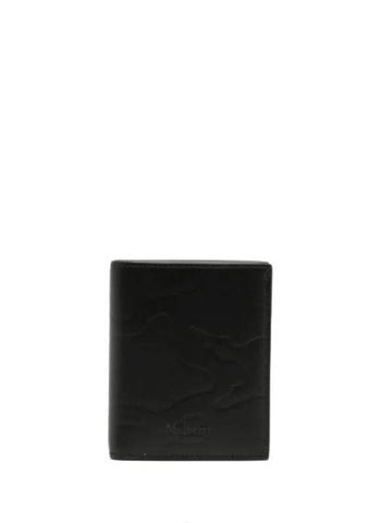 Camo Embossed Leather Tri-Fold Half Wallet Black - MULBERRY - BALAAN 1