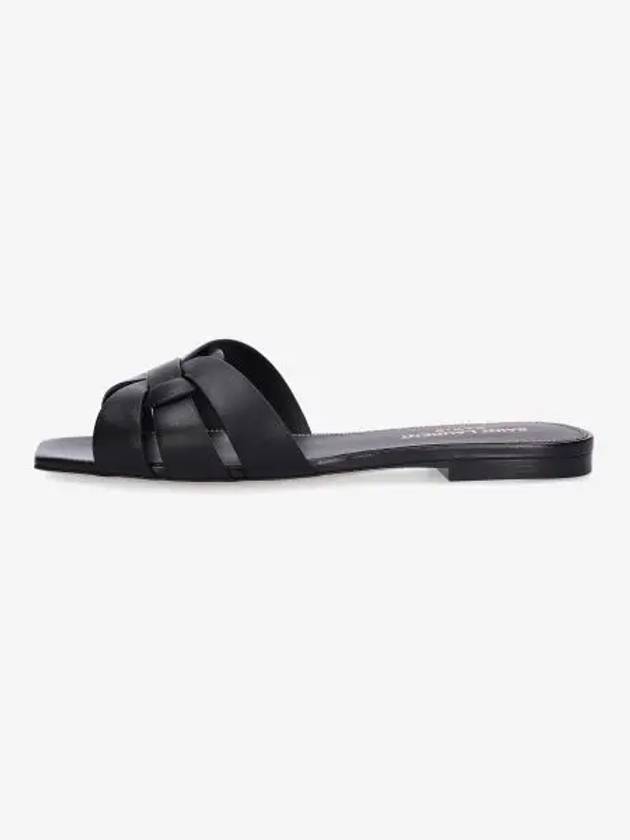 Tribute Smooth Leather Flat Mules Black - SAINT LAURENT - BALAAN 2