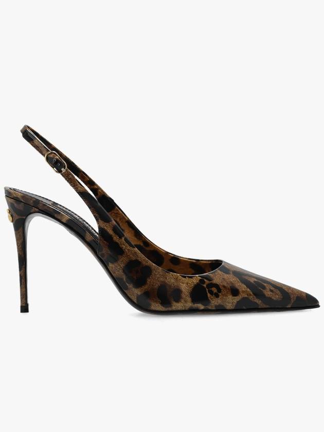 Leopard Print Polished Calfskin Slingback Heel Brown - DOLCE&GABBANA - BALAAN 2