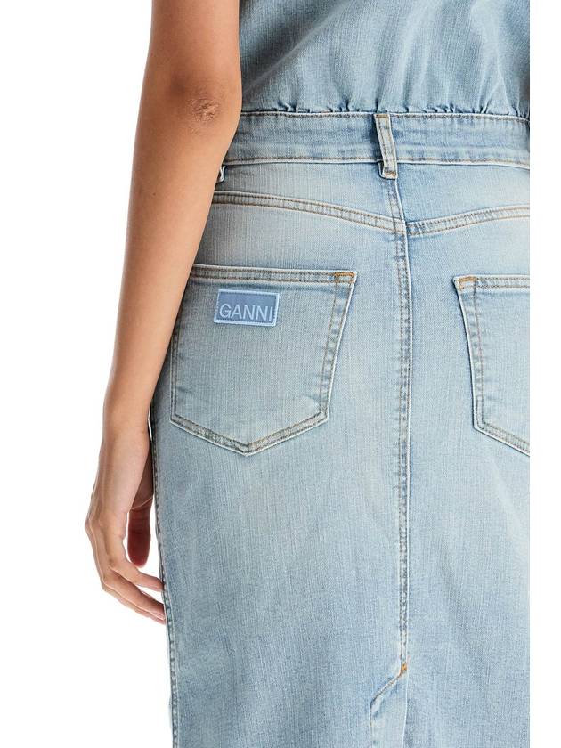 stretch denim midi dress in 8 - GANNI - BALAAN 4