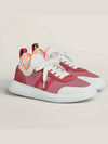 Crew Knit Suede Goatskin Low Top Sneakers Rose - HERMES - BALAAN 2