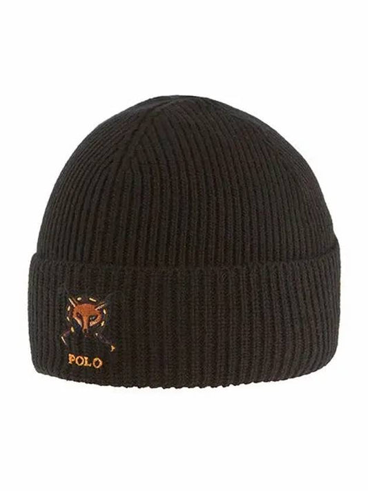 Fox Embroidery Beanie Black - POLO RALPH LAUREN - BALAAN 1