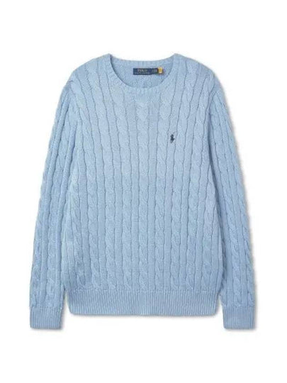 Cable knit cotton sweater blue - POLO RALPH LAUREN - BALAAN 2