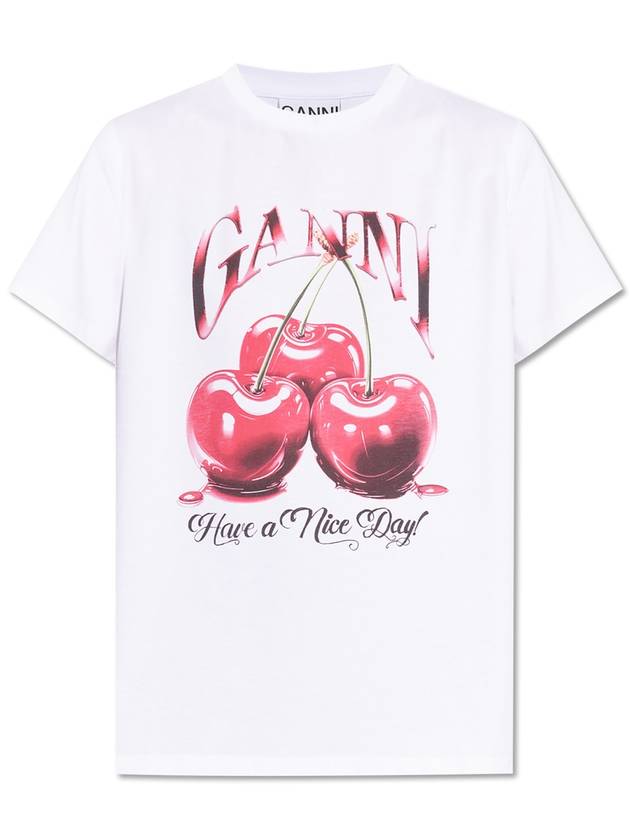 Ganni T-shirt With Logo, Women's, White - GANNI - BALAAN 1