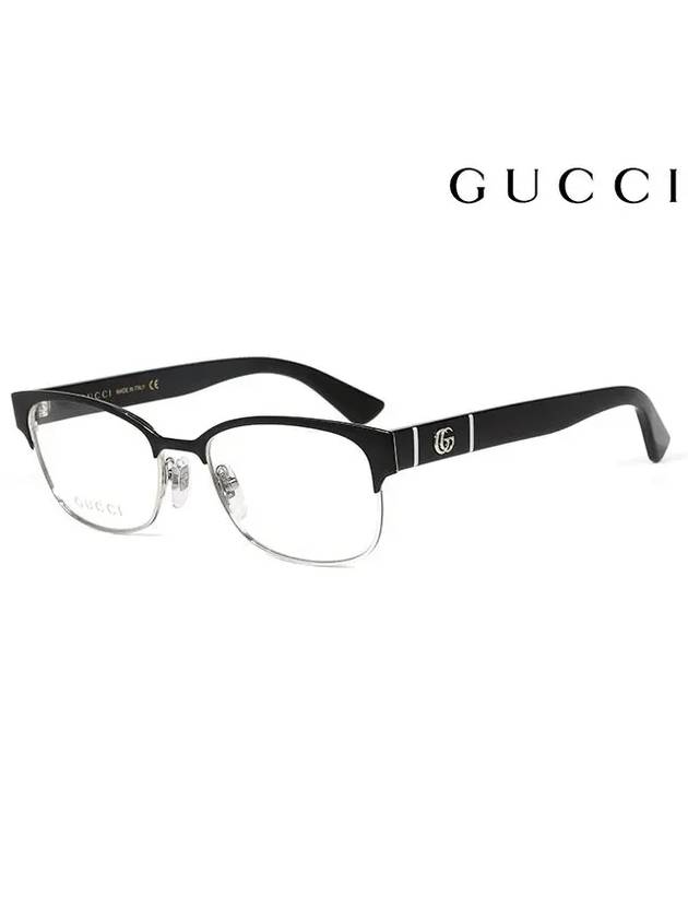 Eyewear Square Metal Semi-Rimless Glasses Black - GUCCI - BALAAN.