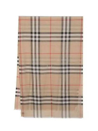 Check Wool Silk Scarf Beige - BURBERRY - BALAAN 2