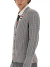 Cable Knitwear Virgin Wool Cardigan Grey - THOM BROWNE - BALAAN 5