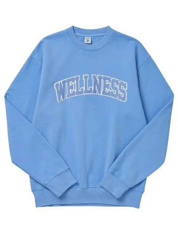 Wellness Crew Neck Cotton Sweatshirt Light Blue - SPORTY & RICH - BALAAN 1