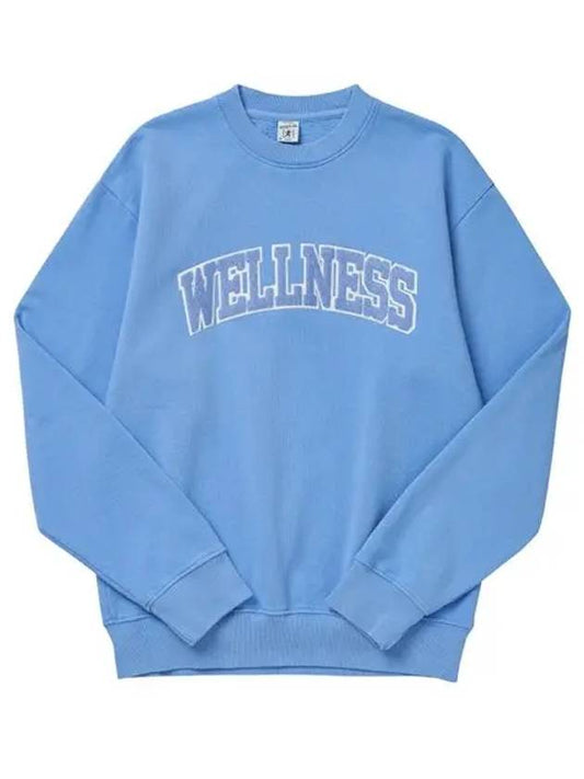Wellness Crew Neck Cotton Sweatshirt Light Blue - SPORTY & RICH - BALAAN 2