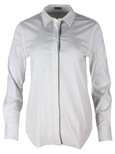 Stretch Cotton Purlin Long Sleeve Shirt White - BRUNELLO CUCINELLI - BALAAN 2