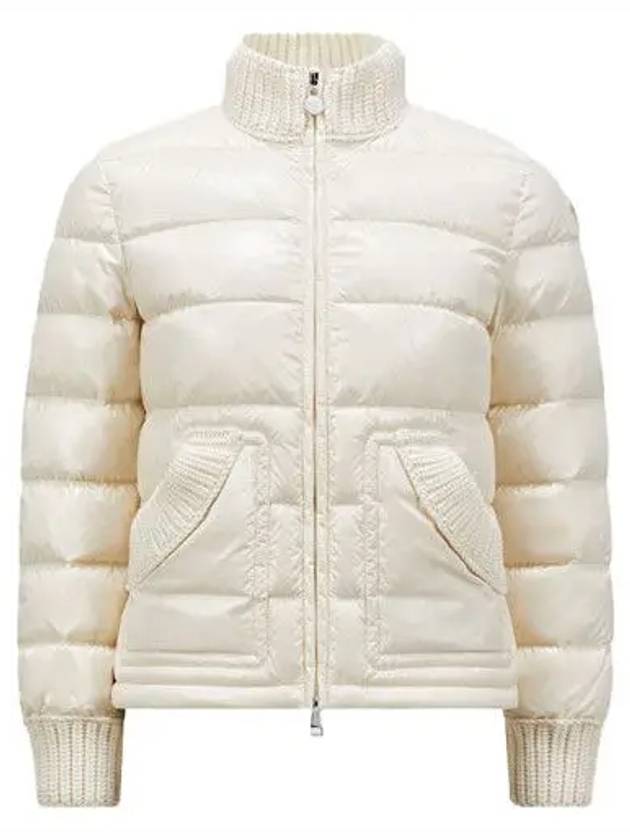 ARCELOT Logo Patch Neck Knit Down Padded Ivory Women s Jacket 1A00015 5963V 070 - MONCLER - BALAAN 1