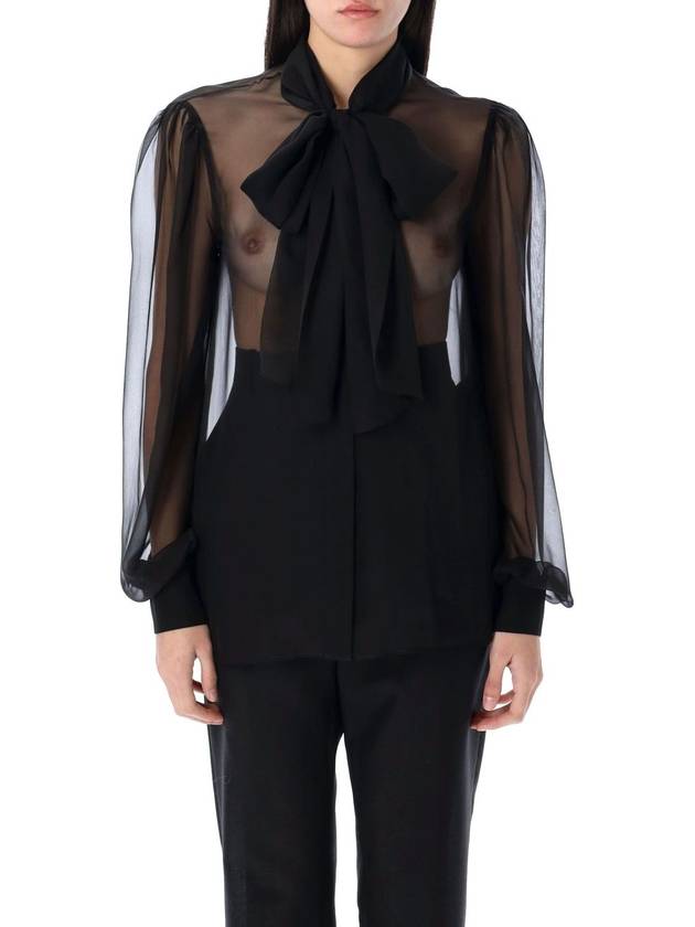 Lavallière-neck silk shirt - SAINT LAURENT - BALAAN 1