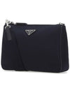 Triangle Logo Re-Nylon Saffiano Leather Shoulder Bag Midnight Blue - PRADA - BALAAN 3