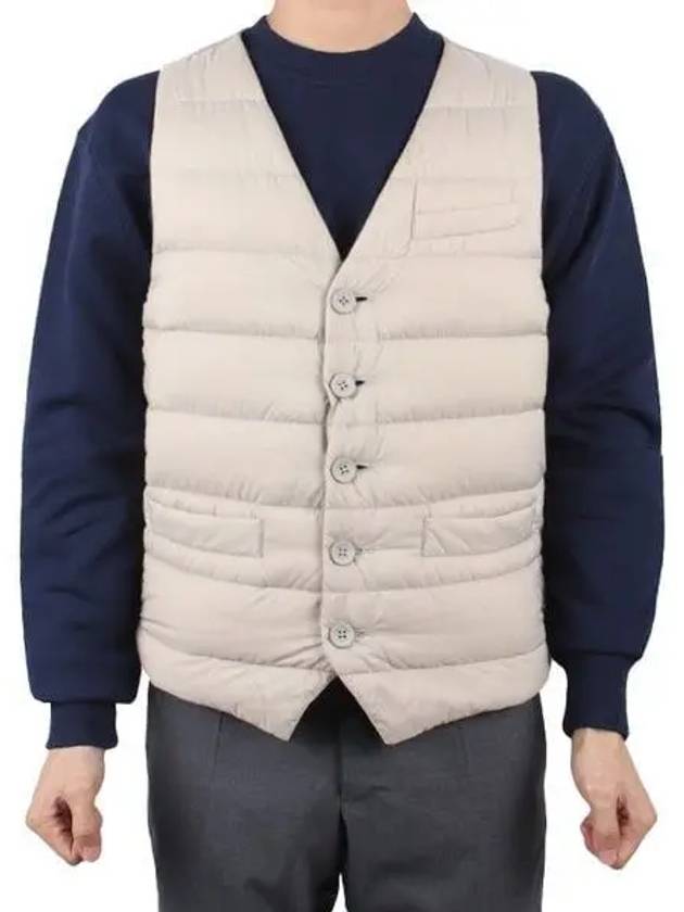 V-Neck Down Vest Beige - HERNO - BALAAN 2