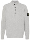 Wappen Patch Half Button Lambswool Knit Top Grey - STONE ISLAND - BALAAN 2