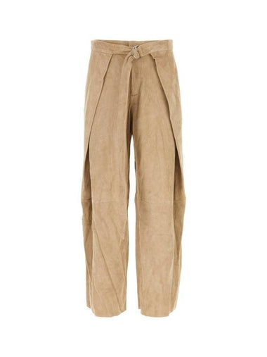 Suede Belt Strap Slacks Beige - AMI - BALAAN 1