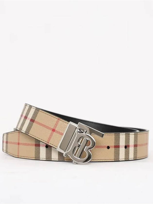 Monogram Motif Vintage Check Reversible Belt Archive Beige - BURBERRY - BALAAN.