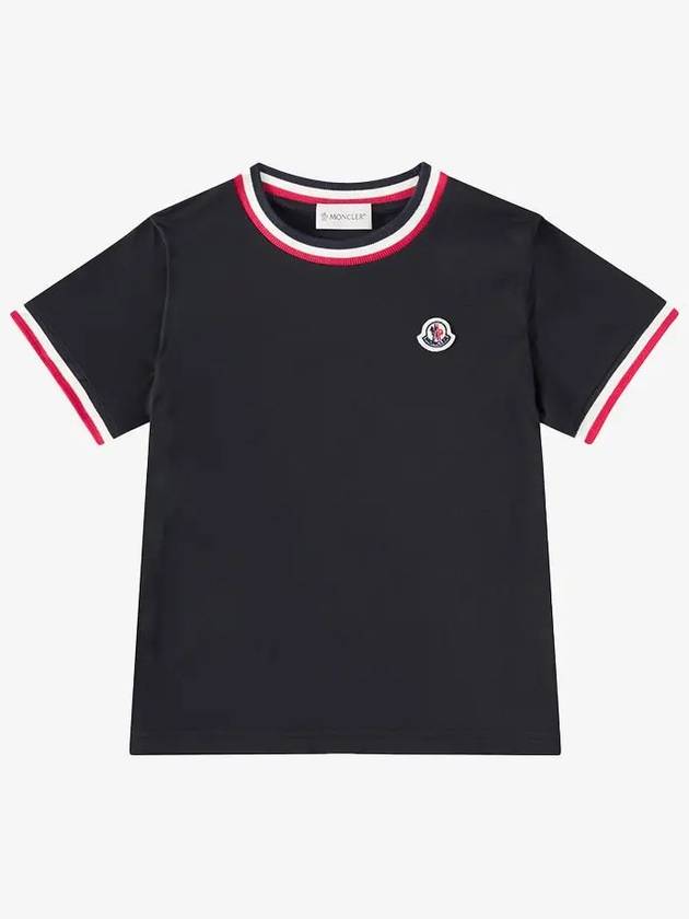 Kids Enfant Striped Cuffs Short Sleeve T-Shirt Navy - MONCLER - BALAAN 2