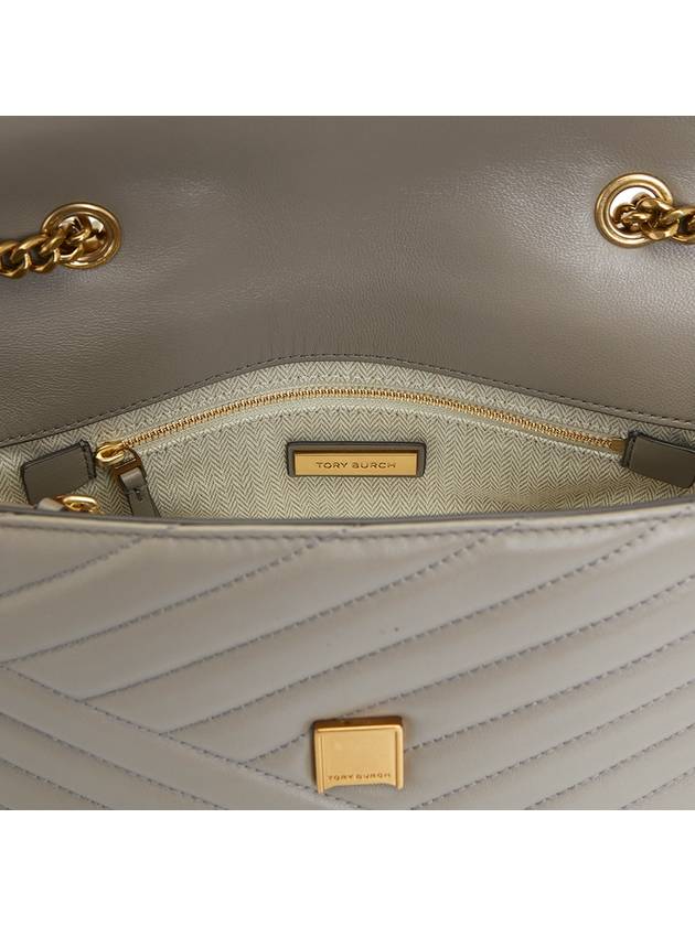 Kira Chevron Convertible Shoulder Bag Grey - TORY BURCH - BALAAN 11