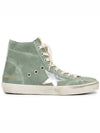 Francy Suede Laminated High Top Sneakers Silver Military Green - GOLDEN GOOSE - BALAAN 2