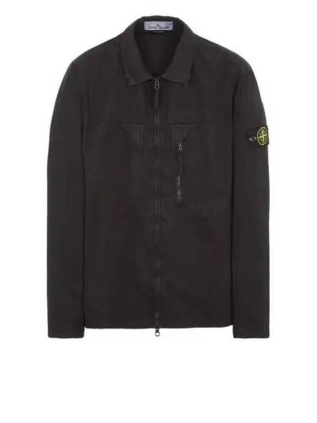 Wappen Patch Old Treatment Zip-Up Overshirt Black - STONE ISLAND - BALAAN 2